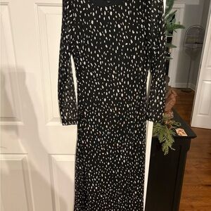 Rachel Zoe Black and White Long Sleeve Midi Dress